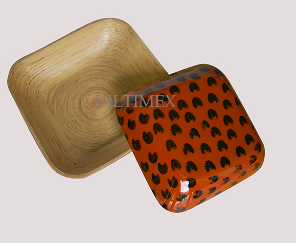 Spotted Bamboo Bowl - Orange & Black