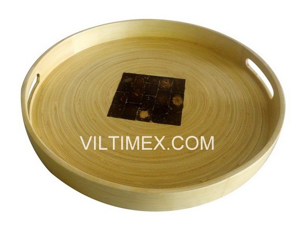 Natural Round Spun Bamboo Tray