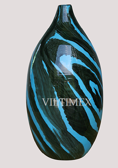 Green & Blue Bamboo Floor Vase